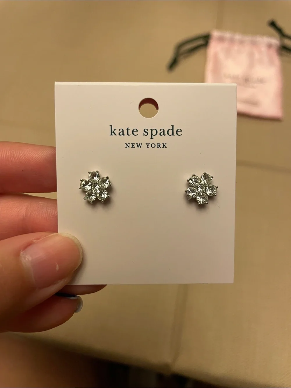 kate spade New York Silver Crystal Flower Stud Earrings - Silver